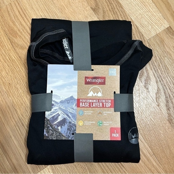 Wrangler Performance Stretch Base Layer Top NEW Black Long Sleeve 2X Men’s - Picture 2 of 3